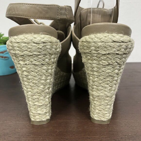 Cole Haan Air Heath Wedge Lace Up Slingback Leather Textile Open Toe Sandal 6B - Picture 5 of 9